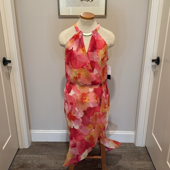 NWT!! XSCAPE - Women's Floral-Print Halter High-Low Dress - Picture 5 of 12